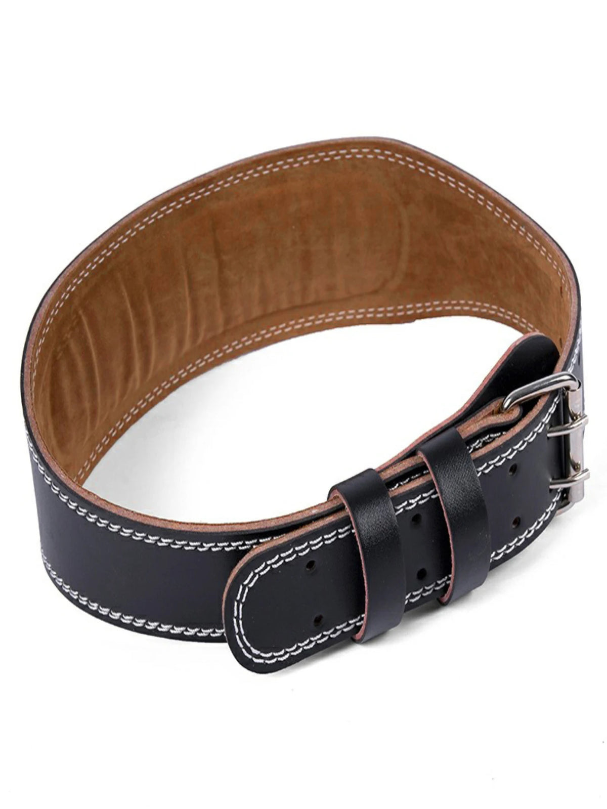 Waist Support Sports Safety Belt Protection Fitness Deep Squat Hard Pull Weightlifting Belt PU Leather Fitness Belt Protection Zpaxo black with sponge L
