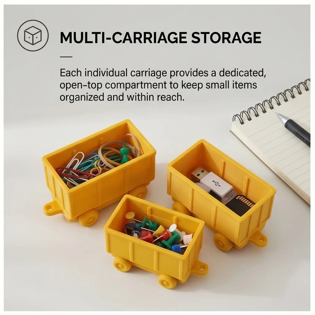 3D Printed Articulated Train Desk Organizer Creative Desktop Storage