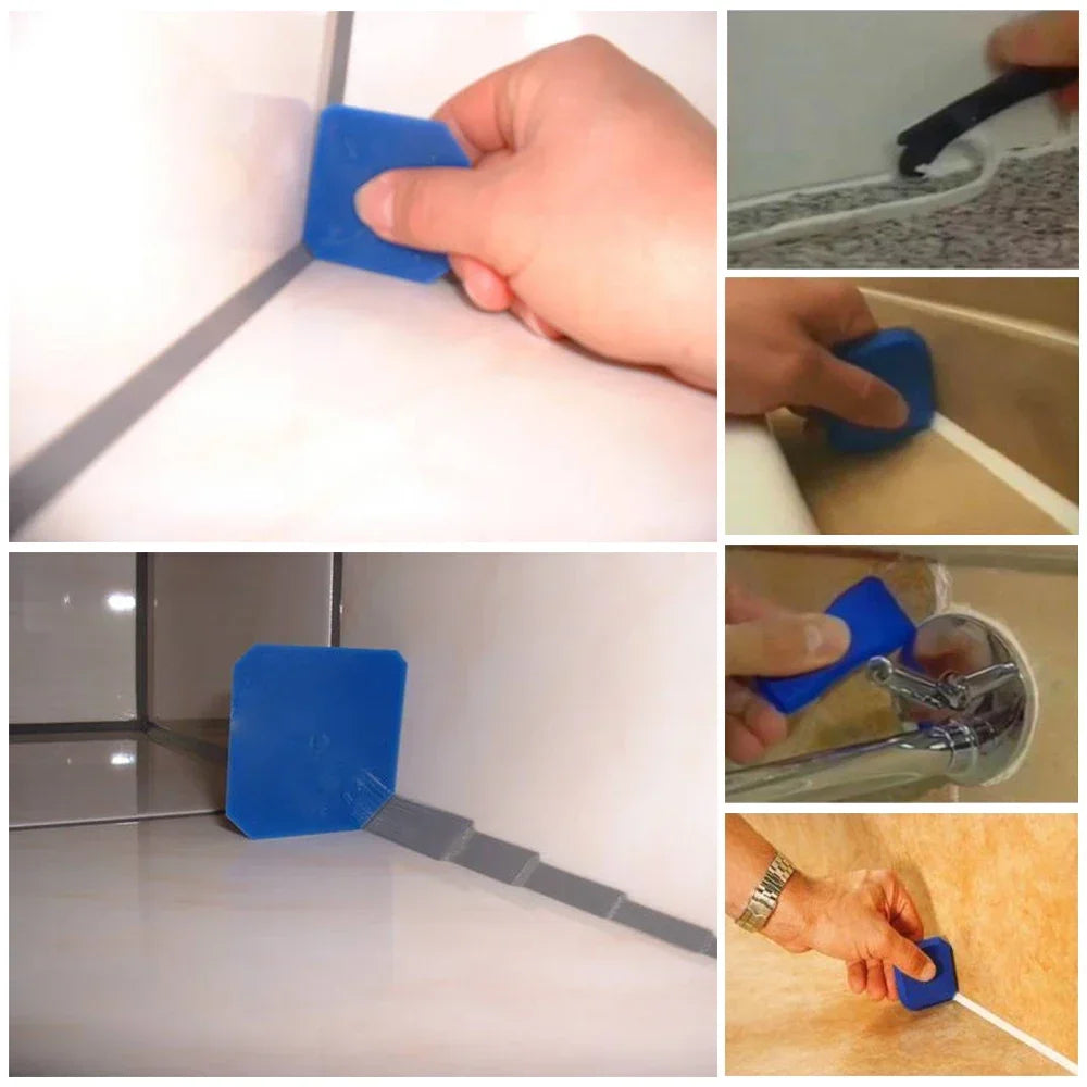 9pcs Caulking Tool Kit Plastic Sealant Finishing Tool with Multiple Shape and Size Portable Grout Scraper Multipurpose Caulk Zpaxo
