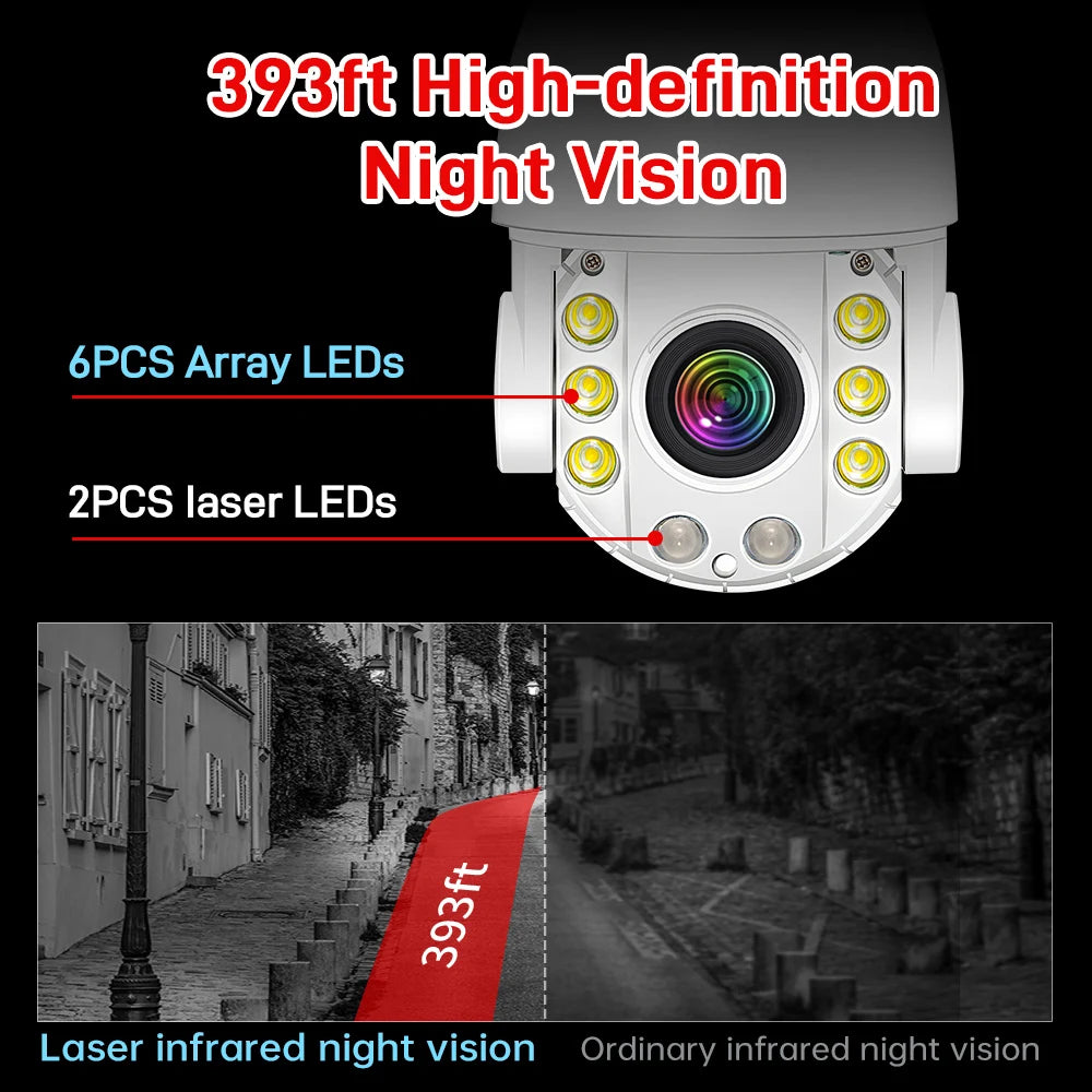 4K 8MP WiFi Security Camera Outdoor 50X Zoom 120M IR Distance PTZ Video IP Cam Auto Tracking Metal Shell Waterproof Surveillance Zpaxo
