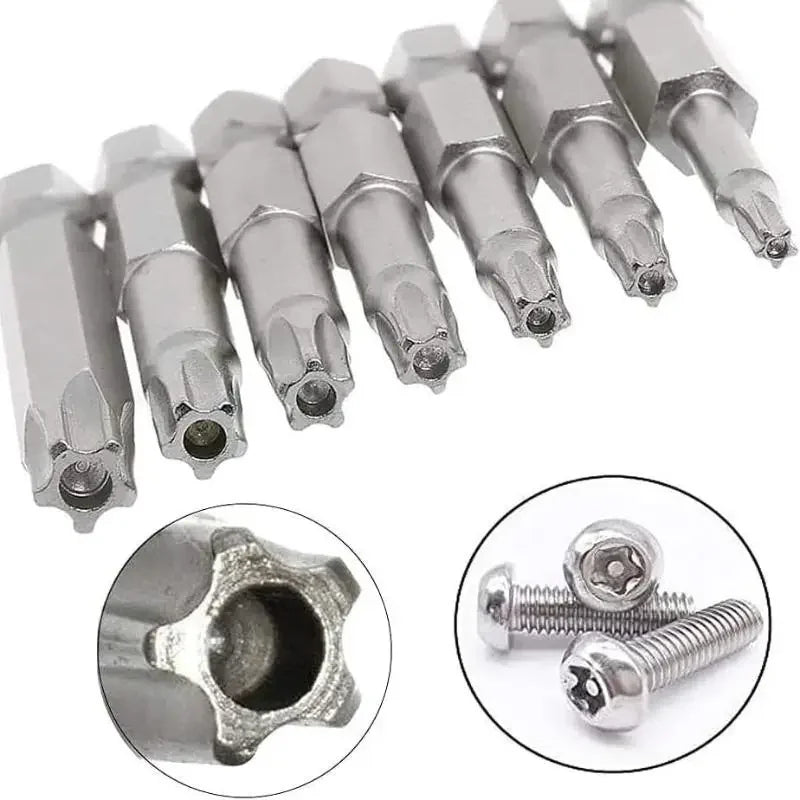 T10 T15 T20 T25 T27 T30 T40 5 Point Torx Screwdriver Bits 50mm S2 Magnetic Star Screw Driver 1/4" Hex Shank 7Pcs/lot Zpaxo Default Title