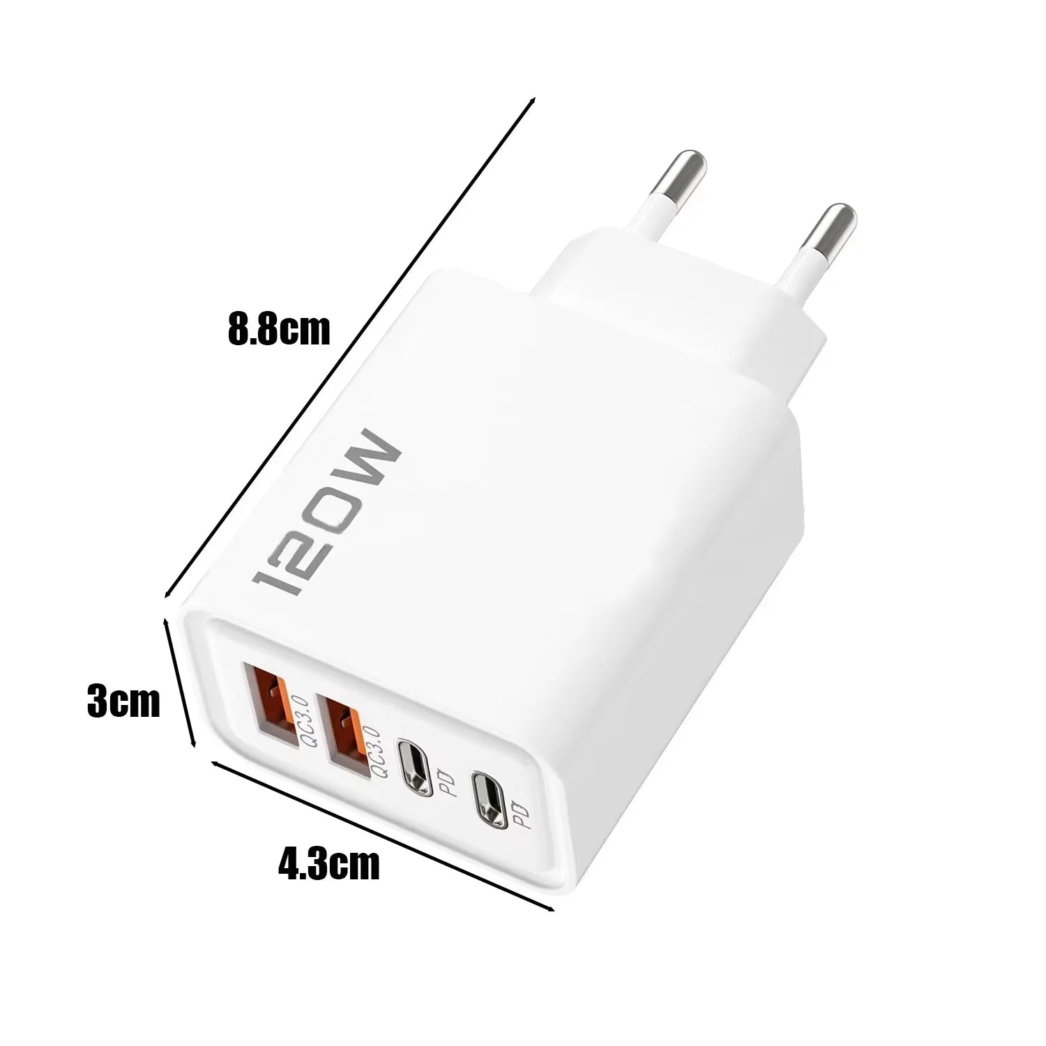 120W Total Fast Charging PD USB Type-C Wall Adapter Quick Charger for iPhone 16/15/14 Xiaomi Huawei Redmi Oneplus Phone Charger Zpaxo