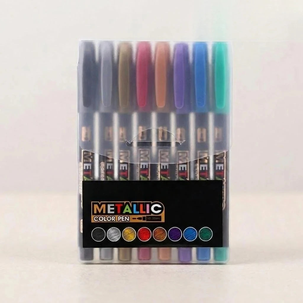 8 Metallic Paint Marker Pens Permanent Art Calligraphy Office
