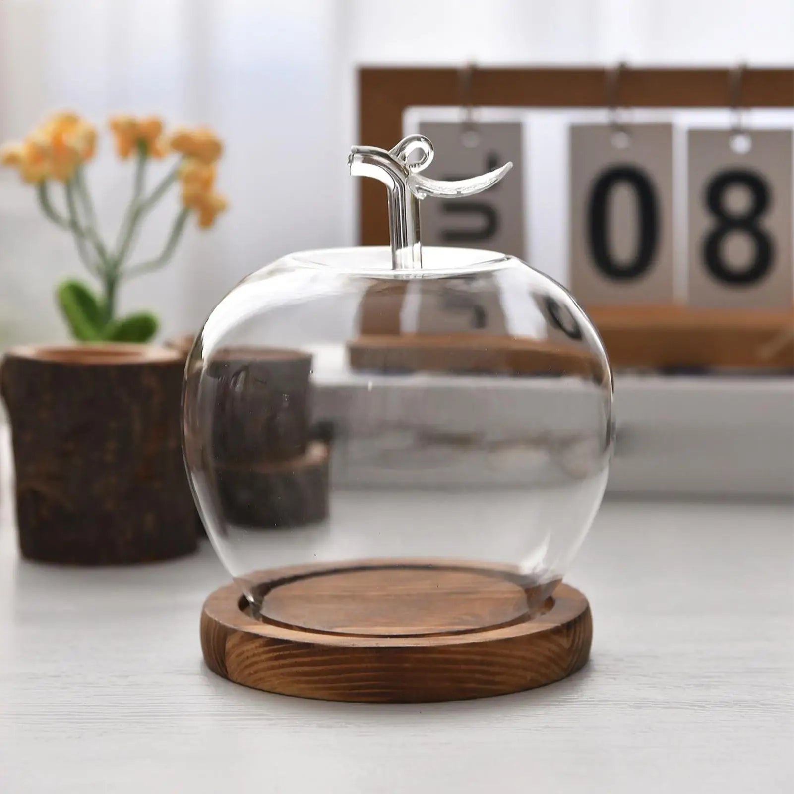 Glass Dome Fruit Shape Desktop Decoration Preserved Flower Glass Cloche for Collectors Home Office Retail Store Wedding Jewelry Zpaxo
