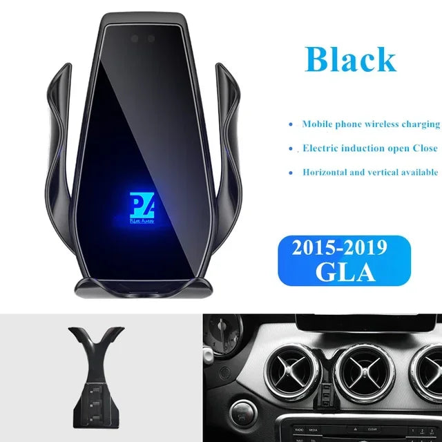 2015-2019 For Mercedes Benz GLA X156 Phone Holder Wireless Charger GLA200 GLA250 Car Mount Navigation Bracket GPS Support Zpaxo Black-GLA 15-19
