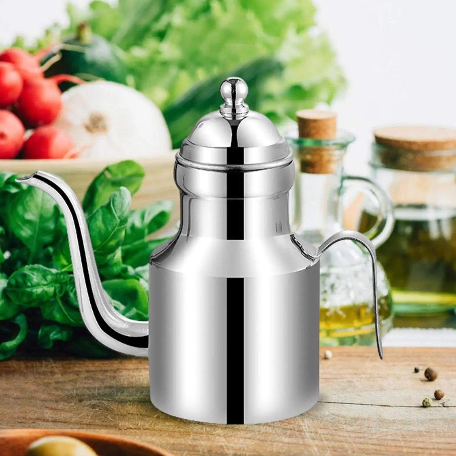 Olive Oil Dispenser Bottle Leakproof Dispensing Pourer Elegant Appearance Oil Dispenser for Cooking and Barbecue Oil Bottle Zpaxo Silver 500ml