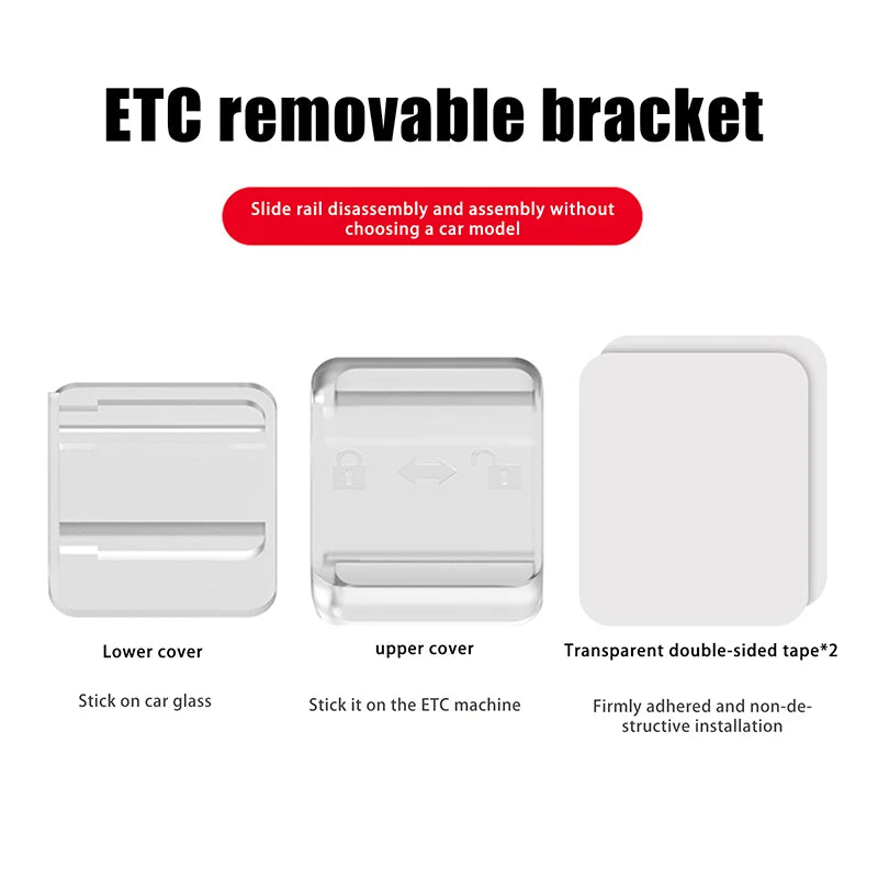 Universal Car Toll Pass Holder Adhesive Sticky ETC Bracket Removable Zpaxo Transparent