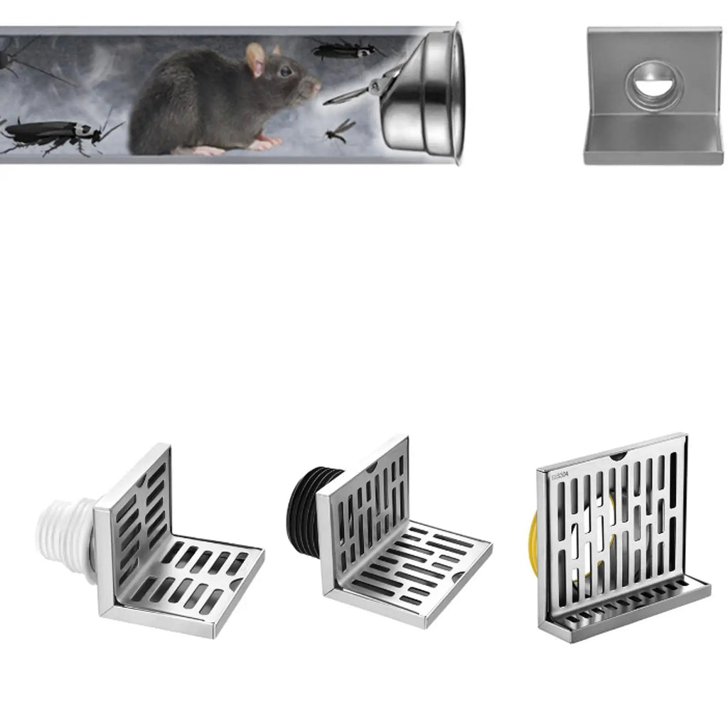 Stainless Steel Side Drain L Shape 90 Degree Pipe Drain Corner Floor Drain Side Drain for Bathroom Kitchen Shower Balcony Zpaxo for 110mm Pipe