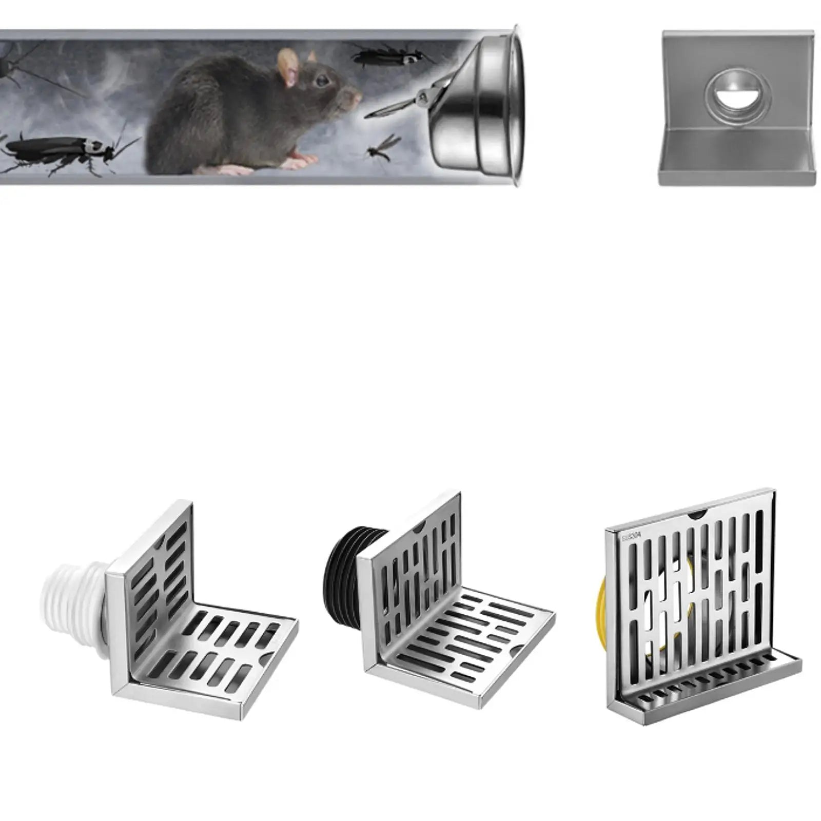Stainless Steel Side Drain L Shape 90 Degree Pipe Drain Corner Floor Drain Side Drain for Bathroom Kitchen Shower Balcony Zpaxo for 110mm Pipe