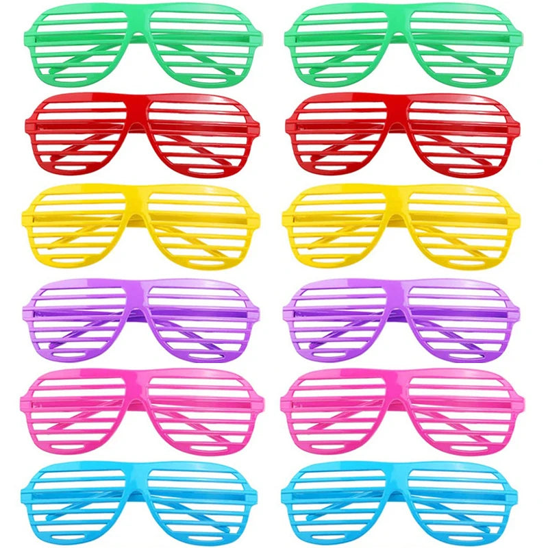6 Shutter Shades Glasses Sunglasses Neon Eyewears 80s 90s Retro Party Zpaxo 12pcs Shutter