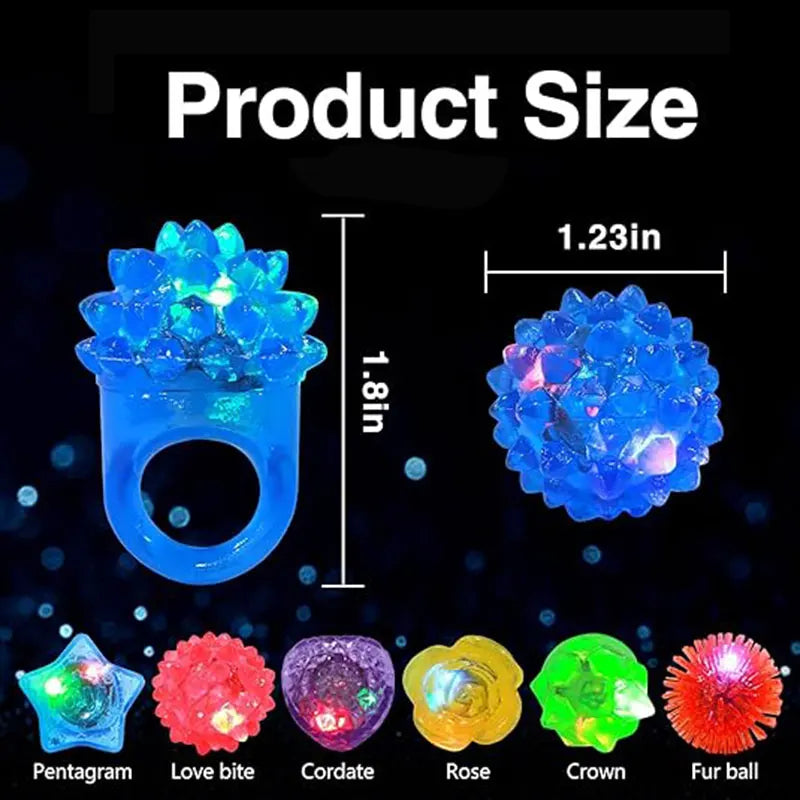 LED Light Up Rings Glow Ring Party Flashing Assorted Colorful Rubber