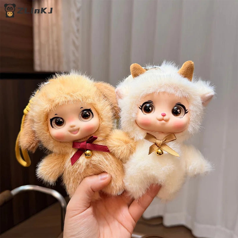 ▶1Pcs Cute Family Series Animals Vinyl Face Plush Forest Doll Pendant Backpack Decoration Gifts Zpaxo