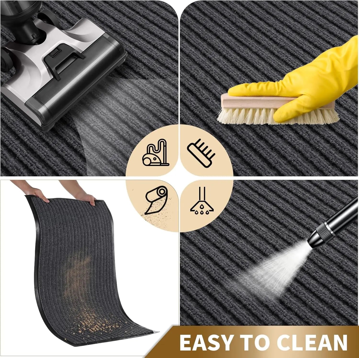 Modern Minimalist Square Floor Mat – Non-Slip & Machine Washable