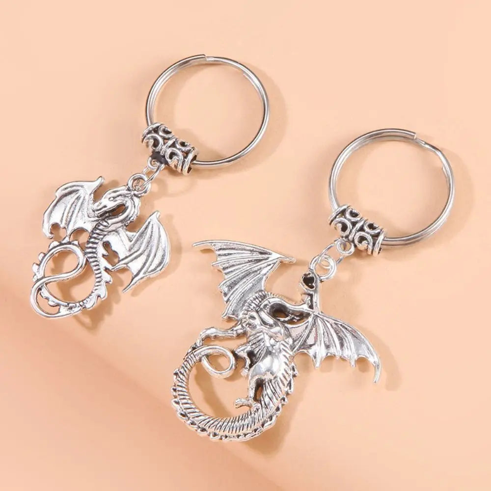 Charms Chinese Dragon Year Keychain Creative Antique Silver Pendant Zpaxo