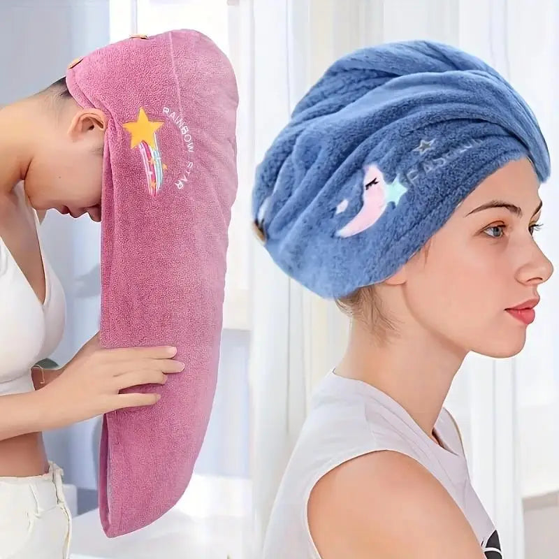 Quick-drying microfiber hair towel & shower cap headscarf, super absorbent unisex, soft polyester nylon. Zpaxo