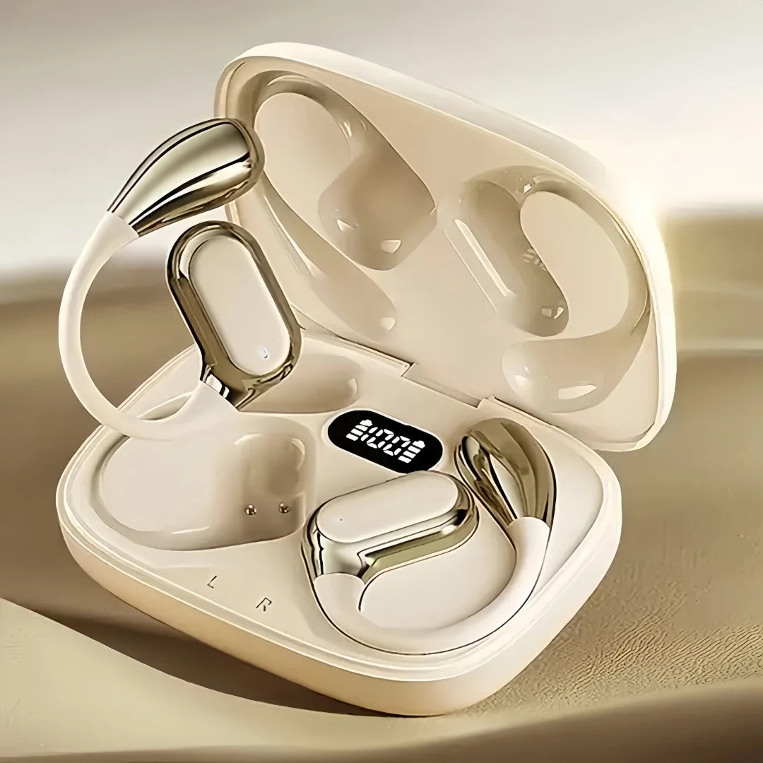 Open Ear Wireless Earbuds Bluetooth Headphones 50Hrs Playtime Stereo Zpaxo Beige China Mainland