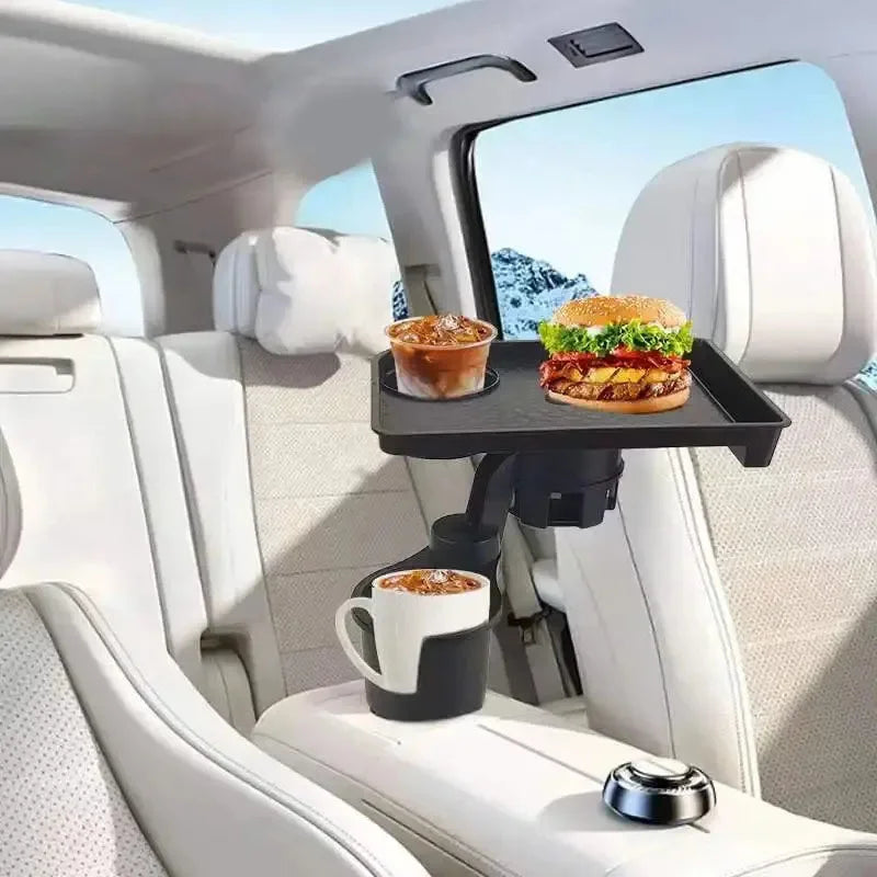 Universal Car Cup Holder Tray – Dual Cup Adjustable Food Table