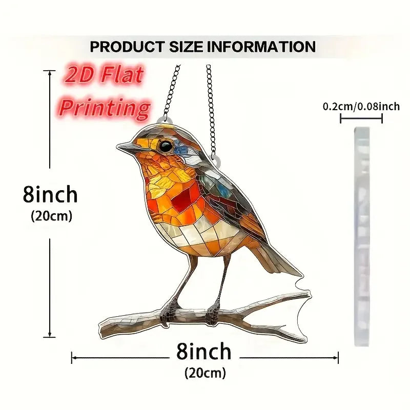 2D Flat Acrylic Robin Sun Catcher (8"x8") - Wall Decor for Kitchen, Farmhouse, Garden - Perfect Gift for Bird & Animal Lovers Zpaxo