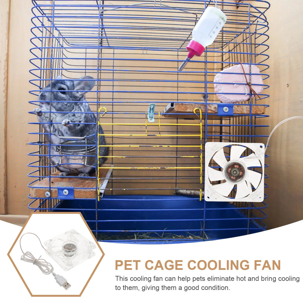 Pet Cooling Fan Hamster Cage USB Plug Mini Portable Lightweight Small