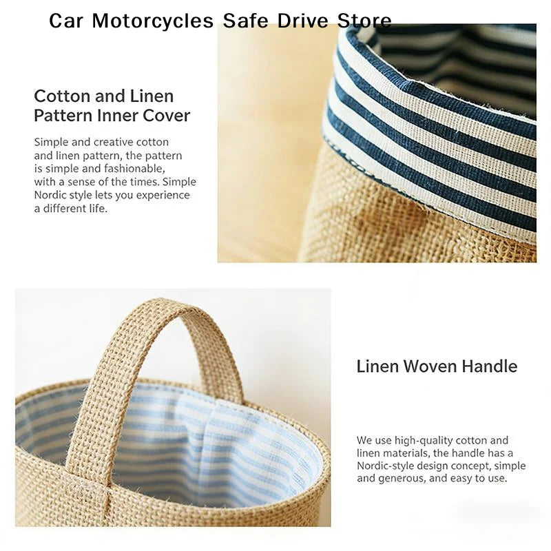 CMCotton Linen Storage Hanging Bags Door Wall Desktop Bathroom