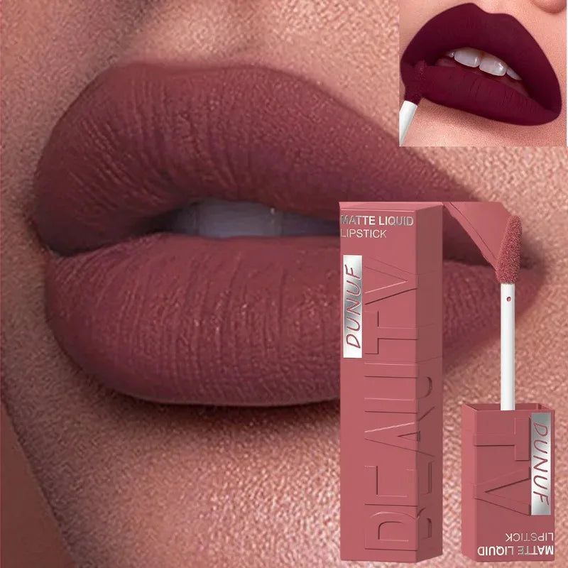 Velvet Matte Lip Gloss Matte Velvet Smooth Easy Dimensional Plumping Lipstick -To-Apply Square Tube Lip Gloss Waterproof Three Zpaxo