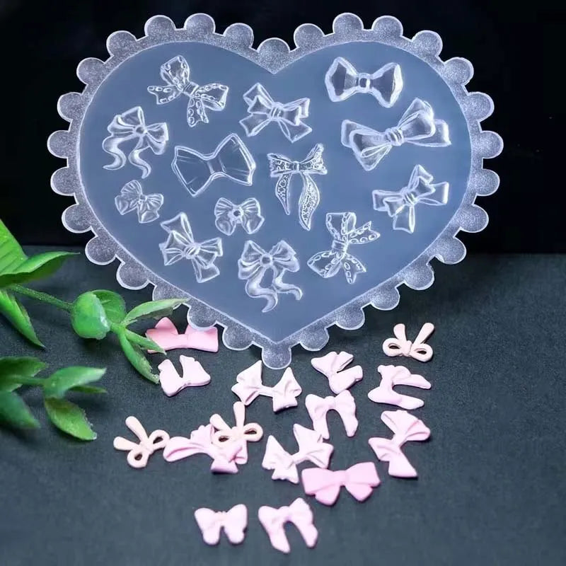 3D Heart Bow Silicone Mold – DIY Resin Nail Charms & Bowknot Resin Craft Mold Zpaxo