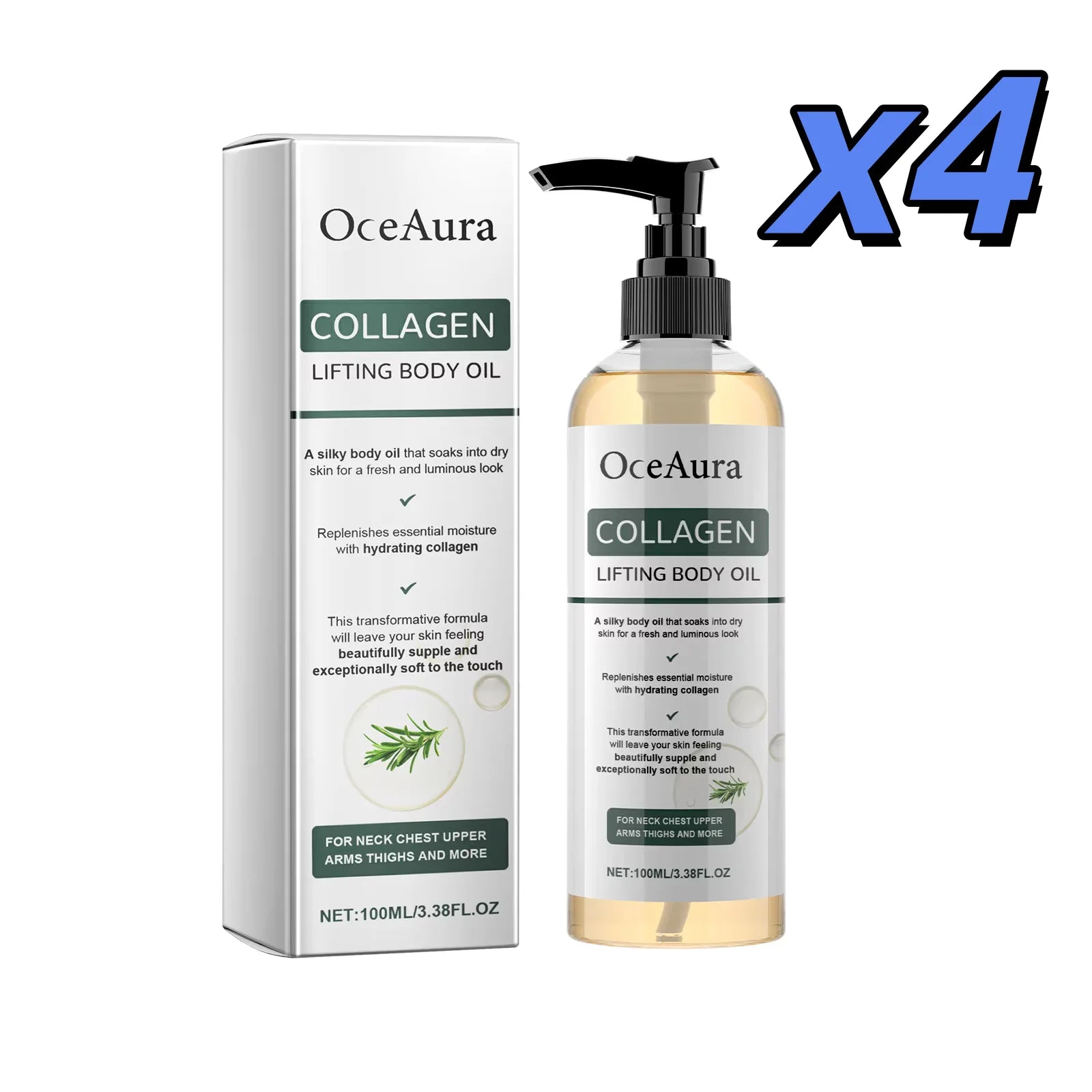 OceAura Collagen Body Oil – Firming, Anti-Aging & Hydrating 100ml Firming Body Oil Zpaxo 100ml boxed X 4pxs