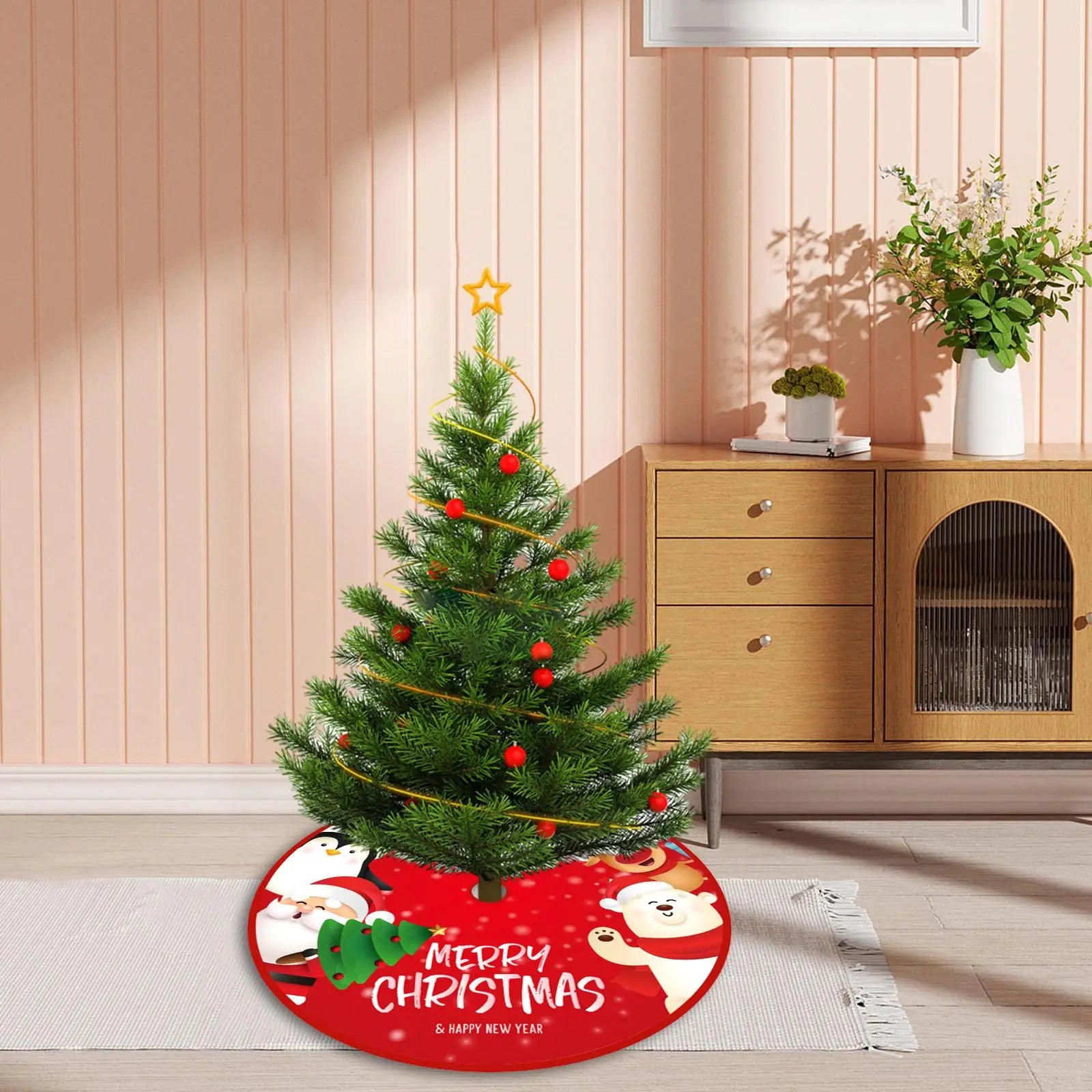 Christmas Tree Skirt Base Cover Warm Round Apron Holiday Zpaxo Style A