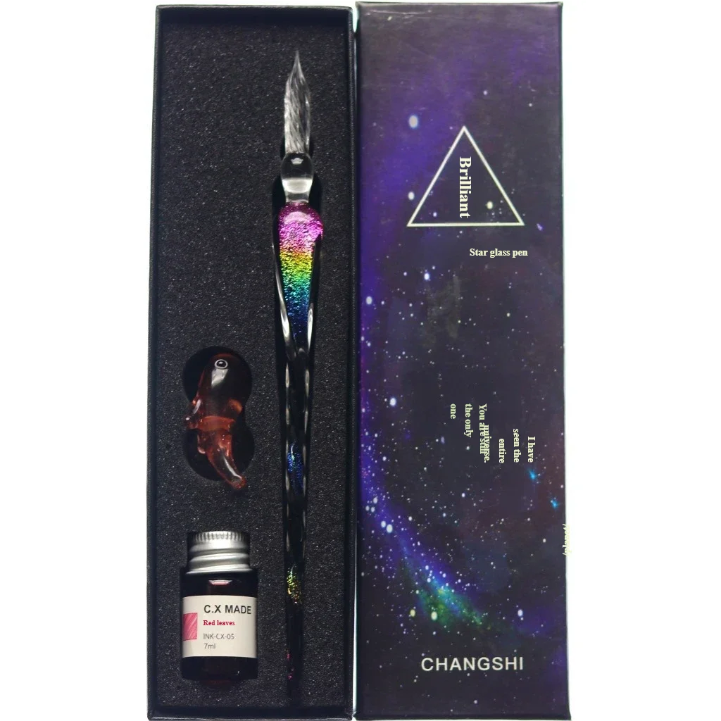 Star Glass Dip Pen Set – Gold Ink & Gift Box for Students