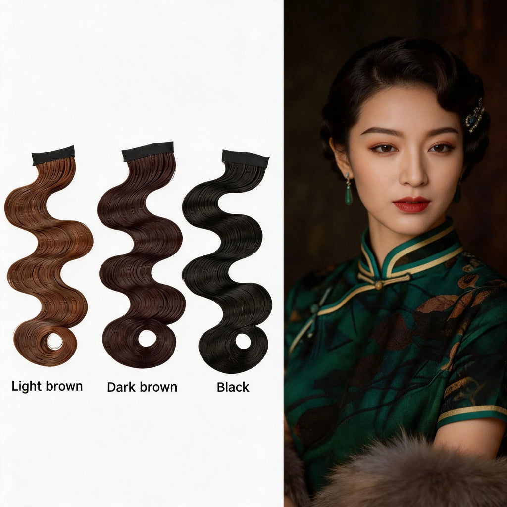 Vintage Shanghai Ripple Wave Fake Bangs Wig Piece for Women