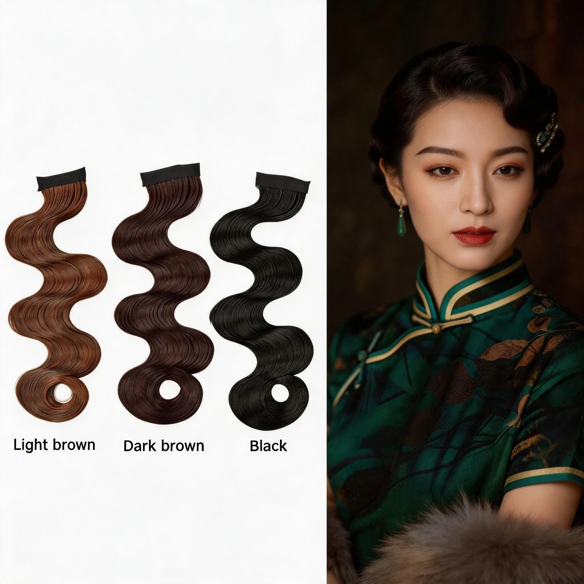Vintage Shanghai Ripple Wave Fake Bangs Wig Piece for Women