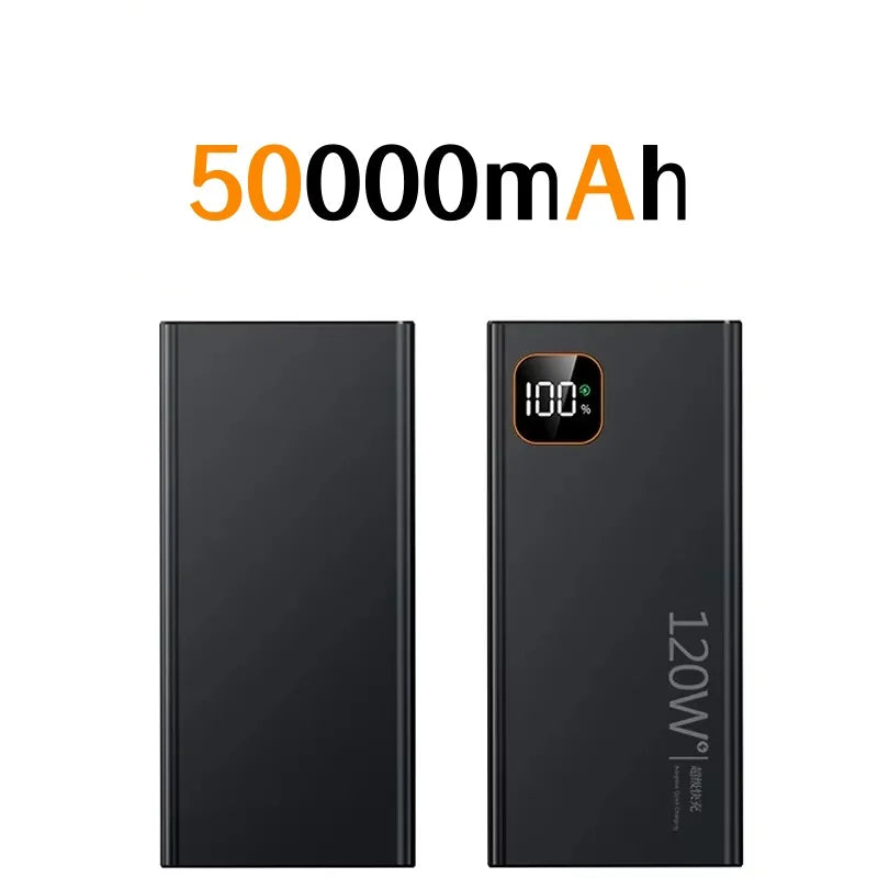 500000mAh Power Bank Portable Super Fast Charge Power Bank Large Capacity Digital Display Battery For iPhone Samsung Zpaxo Black 50000mAh Above 100000mAh