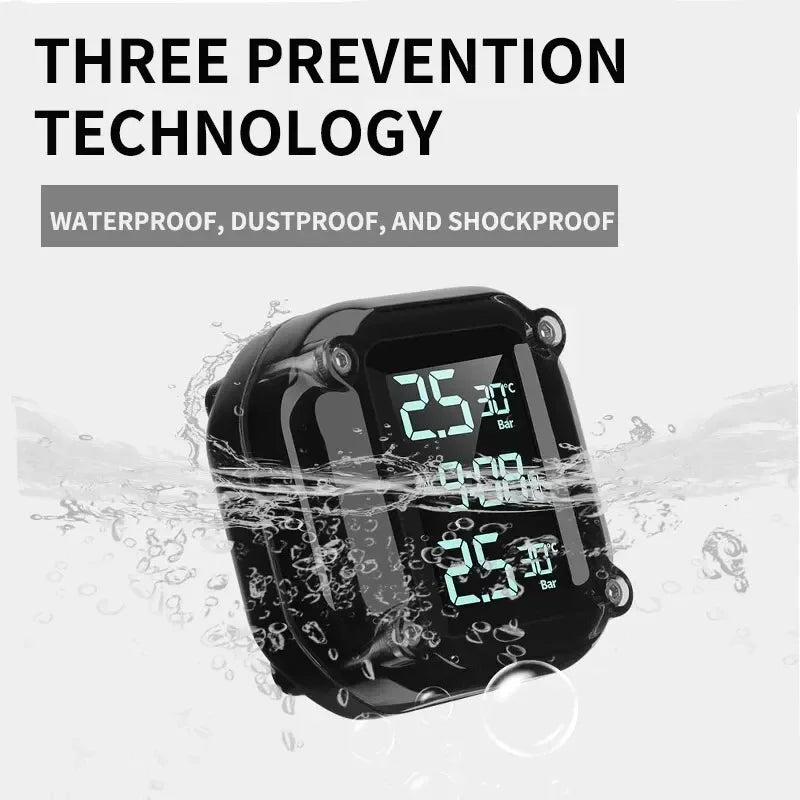 Motorcycle Tire Pressure Monitor System Wireless, Digital Readout with External Mount Sensors, Dual USB Power Supply for On-Road Zpaxo