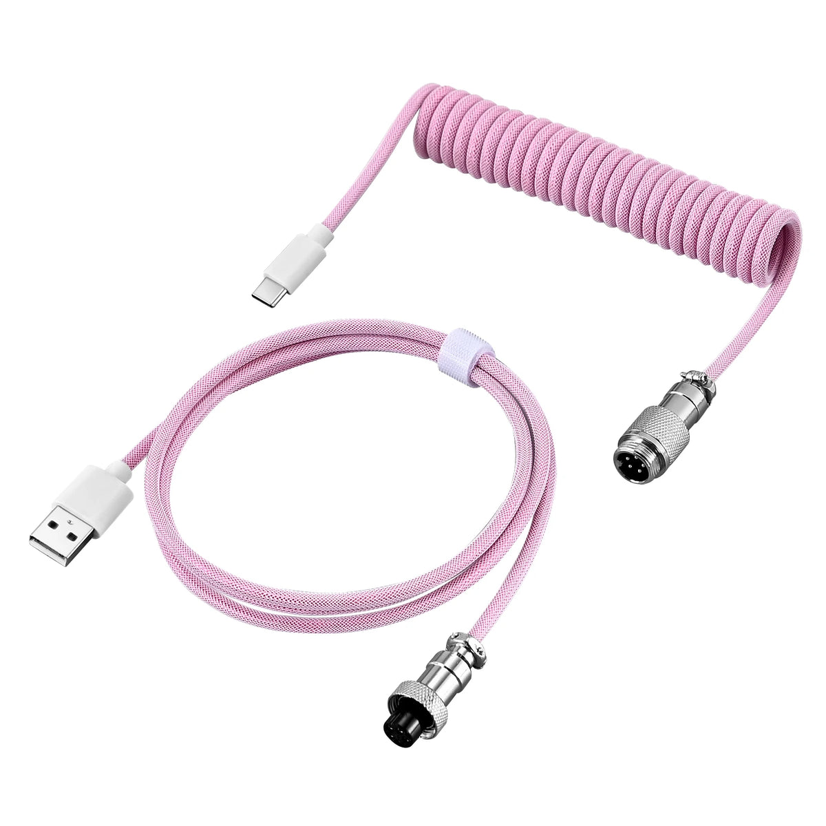 Mechanical Keyboard Coiled Cable Aviator Type-c USB Connector Zpaxo Pink