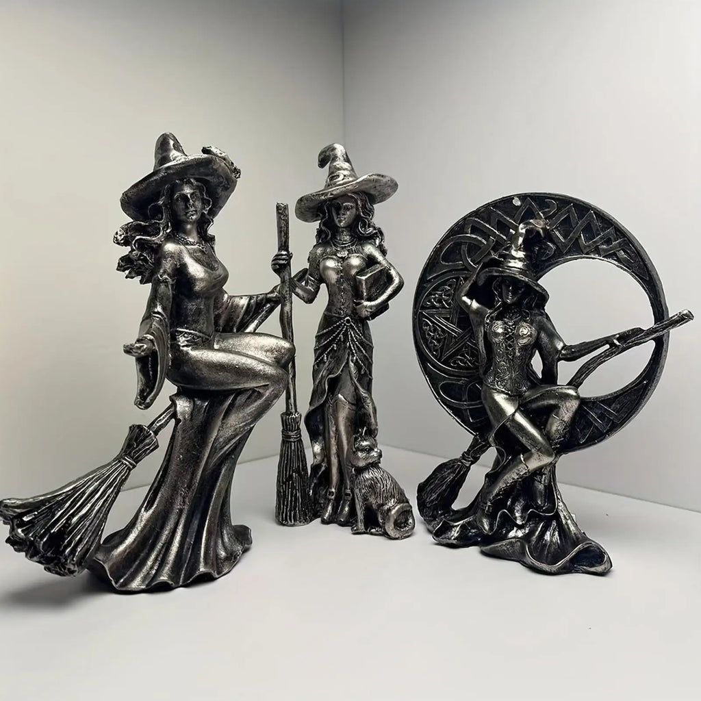 Halloween Witch Figurines Gothic Resin Figurine Retro Magician Decor
