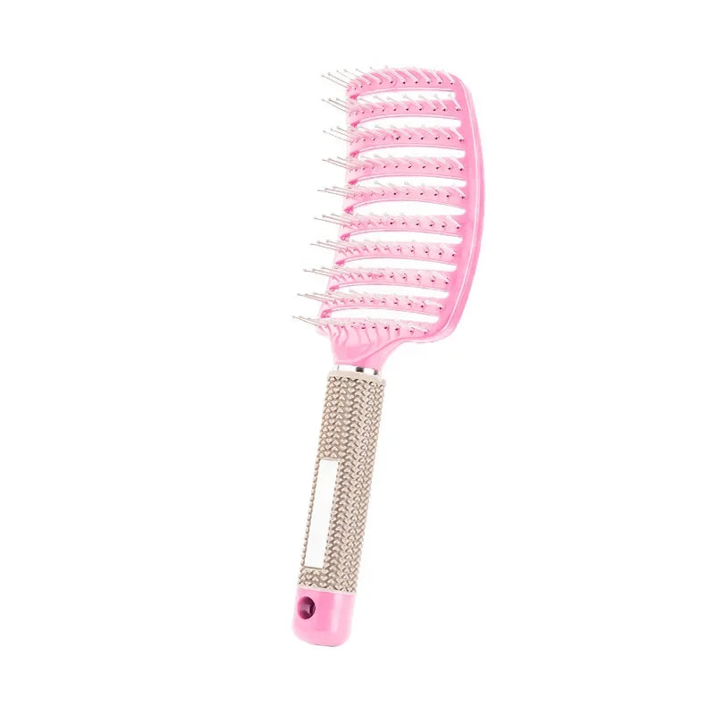 Hair Brush Scalp Massage Comb Hairbrush Bristle;Nylon Women Wet Curly Detangle Hair Brush for Salon Hairdressing Styling Tools Zpaxo Pink hairless