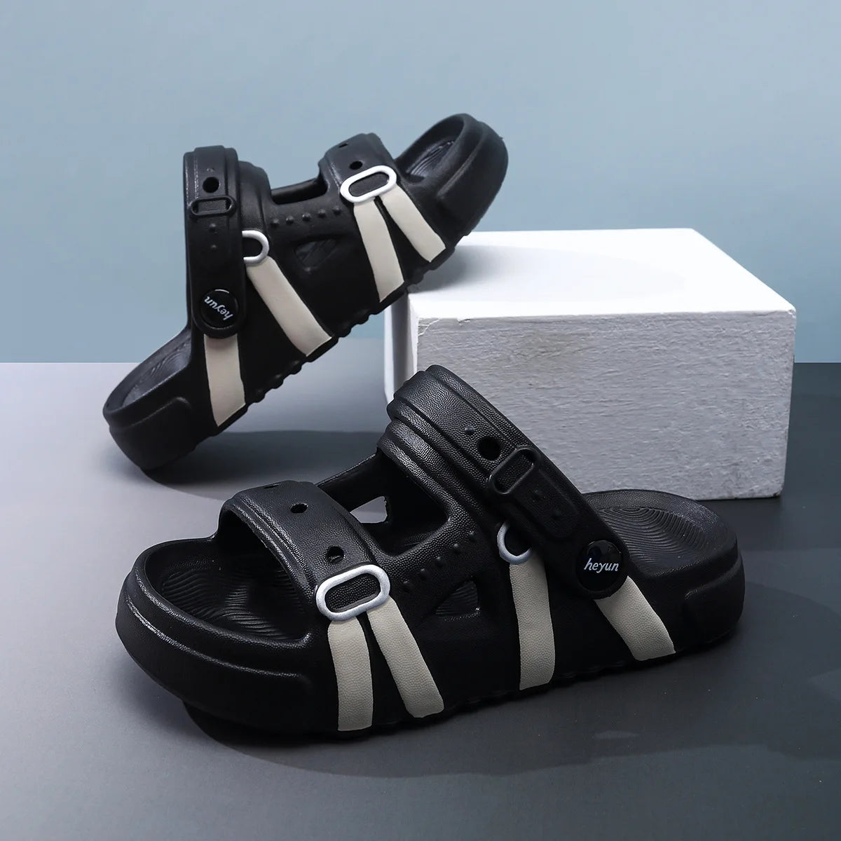 Women's Summer Outdoor Sandals EVA Material Comfortable Breathable Zpaxo black 35-36
