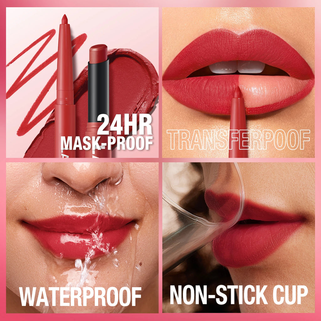 Integrated Waterproof Lipliner+lipstick Lipstick No Smudge Fade Cup