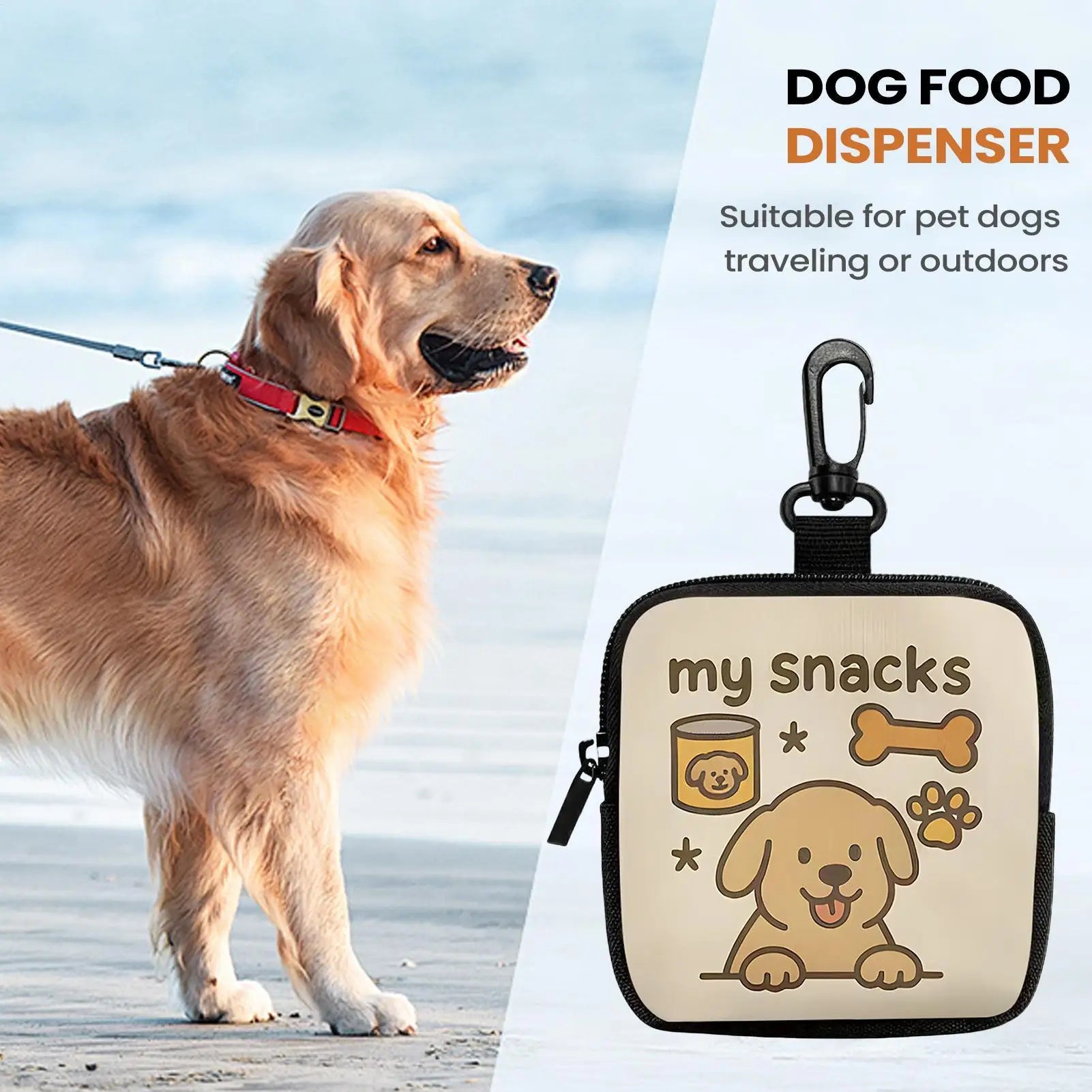 Portable Dog Treat Bag With Hook And Zipper Pet Training Pocket Puppy Pet Training Outdoor Walking Bag Dog Training Accessory Zpaxo