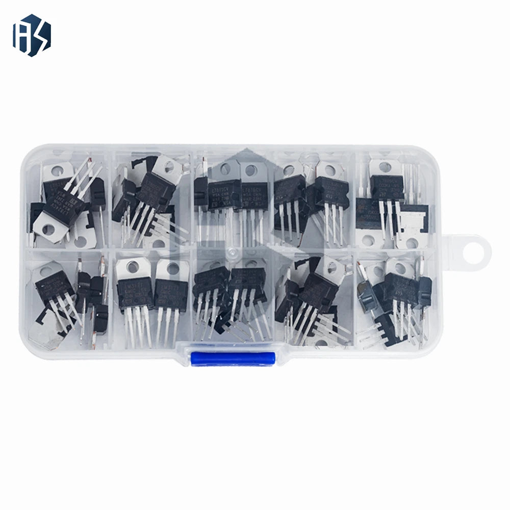 50PCS 10-Value Voltage Regulator IC Kit: LM317T & L78xx Series (L7805CV to L7824) in TO220 Package Zpaxo