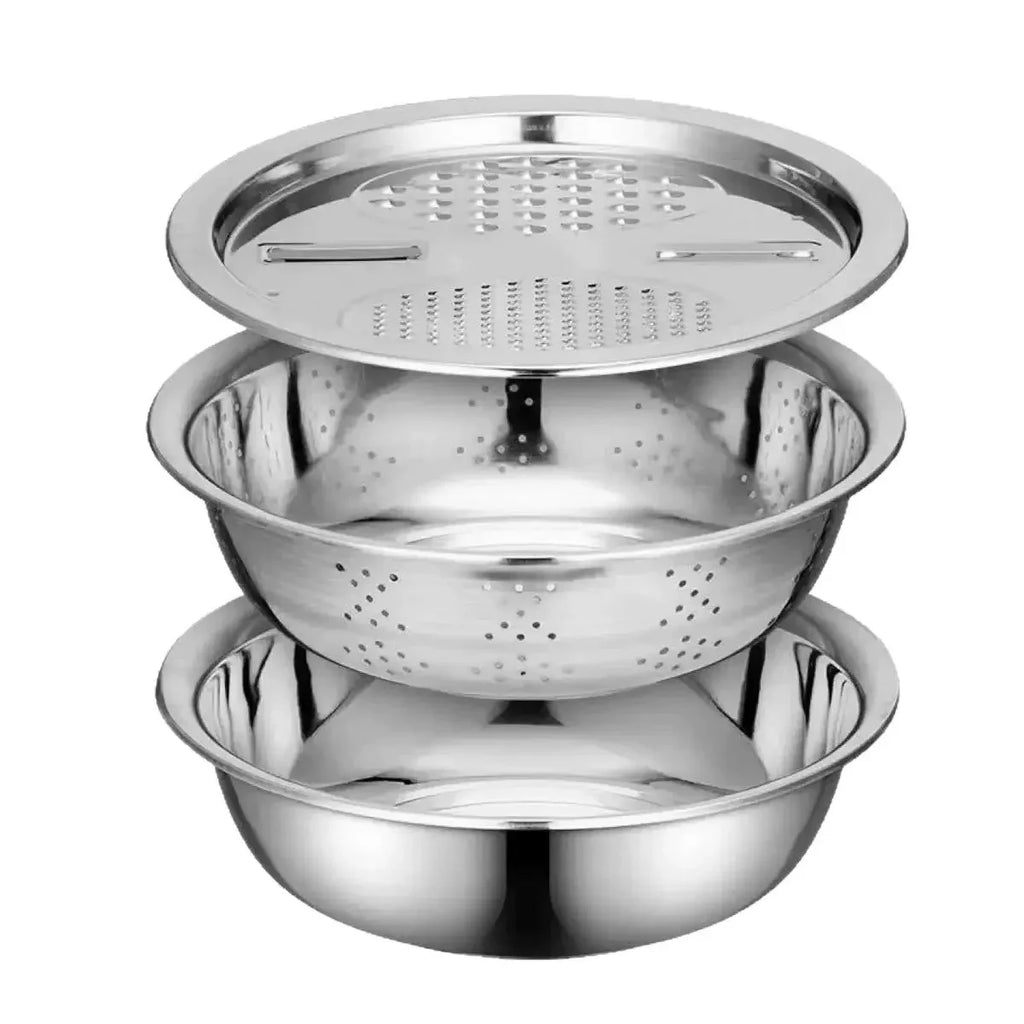 3PCS/1Set Multifunctional Vegetable Slicer Stainless Steel Blade Potato Carrot Grater Vegetable Washing Basin Drain Basket Kitch Zpaxo