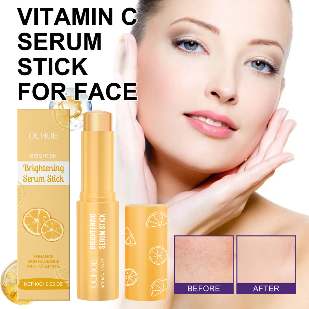 Vitamin C Brightening Essence Stick Face Hydrating Glow Boosting Moisturizer Bar Portable Illuminating Serum for Dull Skin 10g Zpaxo