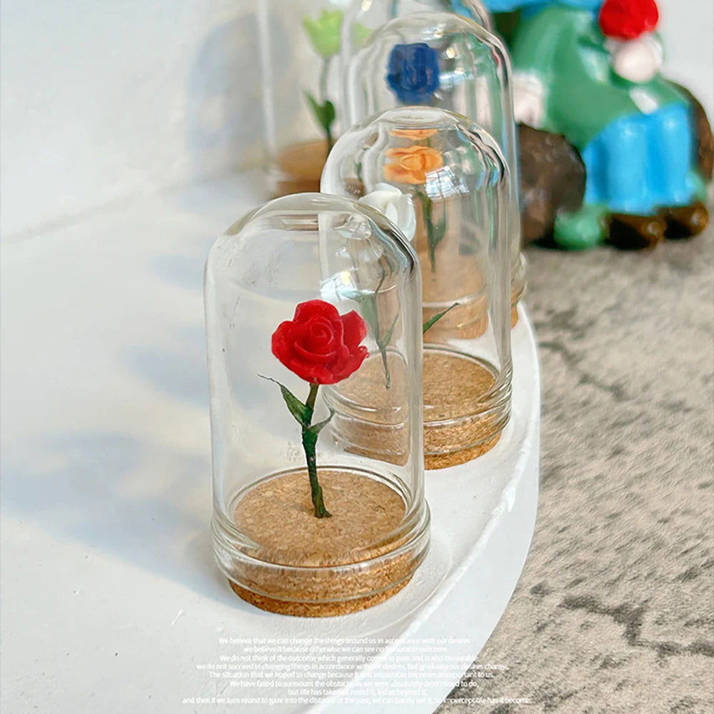 Rose Under Glass Cloche – 1:12 Miniature Dollhouse & Fairy Garden