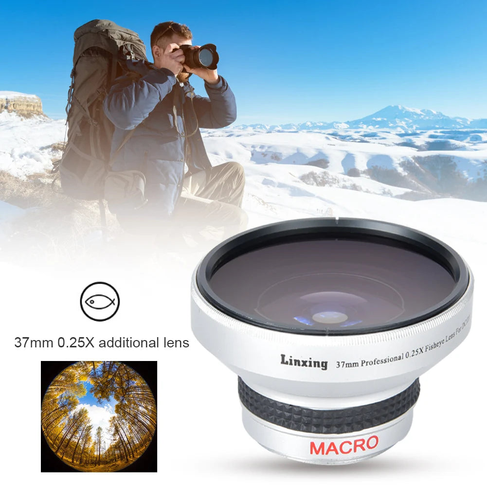 Fisheye Lens Lightweight Portable Silver Strong Applicability 0 25X