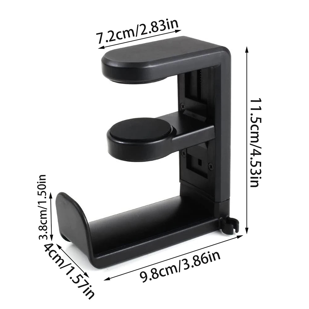 Rotating Headphone Stand PC Gaming Headset Holder Adjustable Clamp-On 360° Rotation Desk Hanger Hook Headphone Storage Zpaxo Black