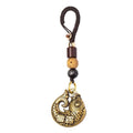 Lanyard Pendants Lucky Rope for Safely Wealth Brass Keychain Tibetan Buddhism Car Key Chain Lucky Fish Keyfob Brass Key Rings Zpaxo gold