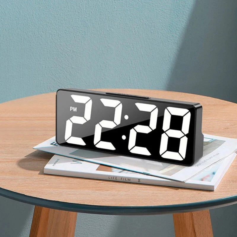 LED Digital Alarm Clock Bedroom Desk Temperature Display Adjustable