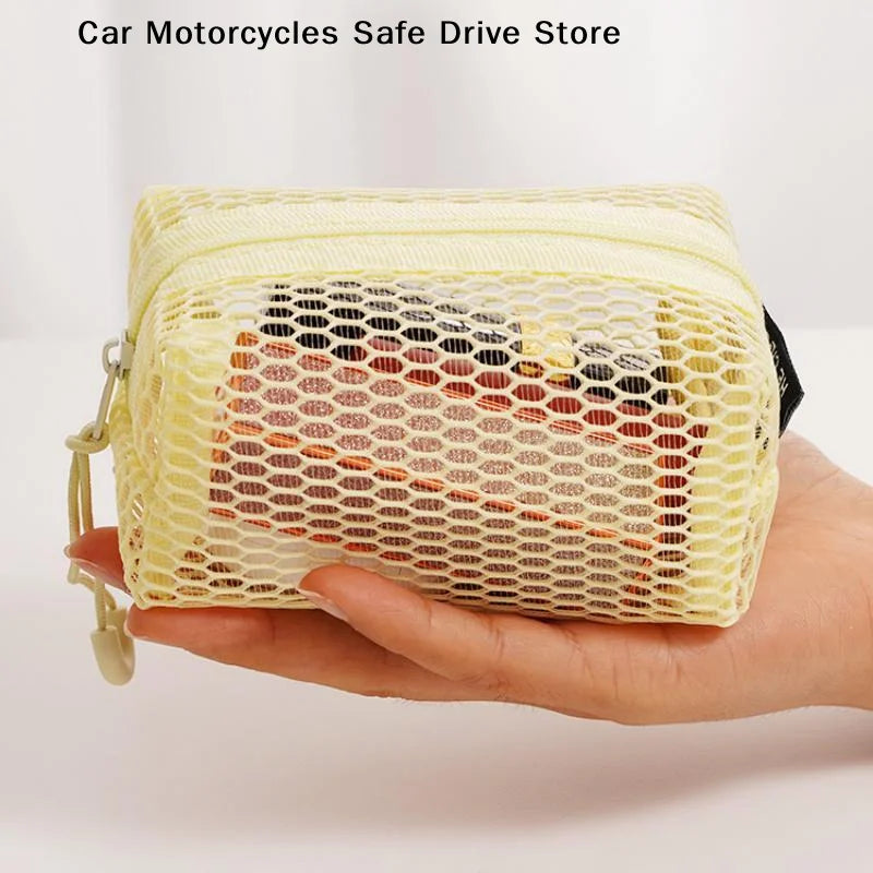 MPortable Honeycomb Mesh Cosmetic Storage Bag Zipper Breathable