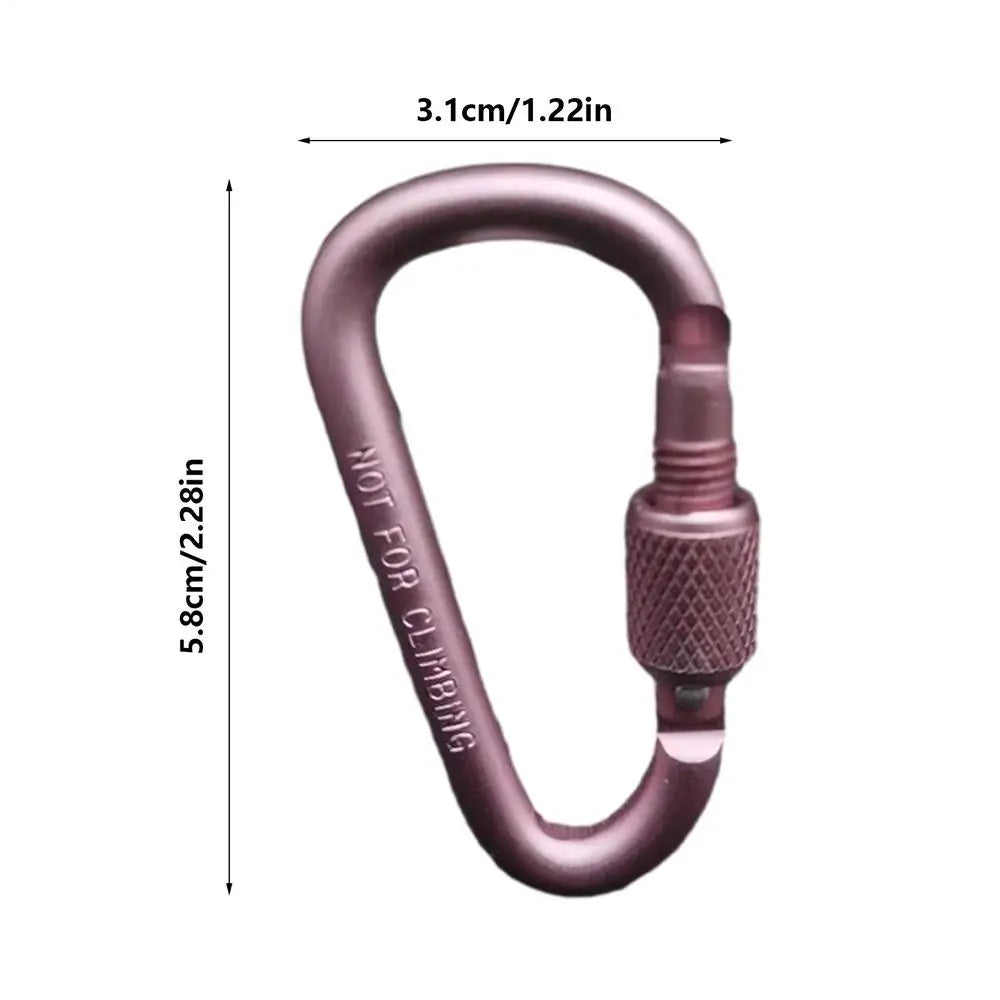 D-shape Carabiner Aluminium Alloy Sports Keychain Multi Colors with Lock D-shape Carabiner Camping Hiking Hook Outdoor Tool Zpaxo Pink