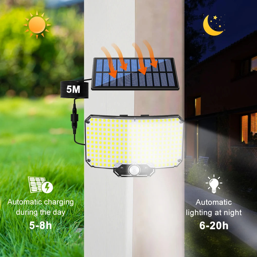 Solar Outdoor LED Security Light Solar Light with Motion Sensor 318/234/200 LED Waterproof Powered Flood Lights for Patio Garage Zpaxo